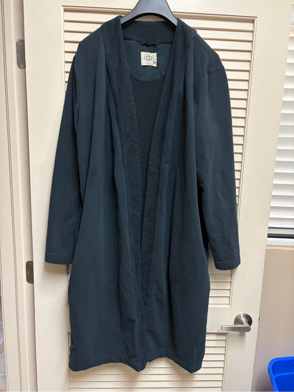 UGG For Men Robe M/L Black Cotton Stretch Lounge Bathrobe 1014993 Pockets Comfy